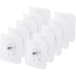 20 pcs Adhesive Wall Screws Wall Poster Non-Trace Stick Wall Hook Transparent Nail-Free Wall Sticker Heavy Duty, Waterproof, Rustproof, Oilproof