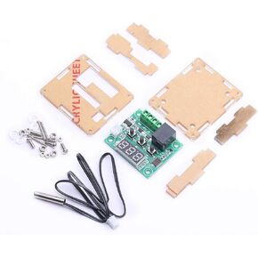 W1209 12V DC Digital Temperature Controller Board Micro Digital Thermostat -50-110°C Electronic Temperature Cool Temp Control Module Switch with 10A One-Channel Relay with LED Display + Acrylic Box