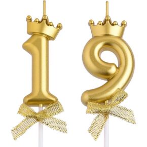 19th Birthday Candles, Pink 19 Year Old Number Birthday Candles, Happy Birthday Party Cake Topper Decoration Gifts for Girls