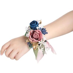 Ling's Moment 2pcs Wrist Shoulder Corsage for Wedding, Prom Corsage Wristlet, Artificial Flowers for Homecoming/Anniversary,etc. Terracotta Orange