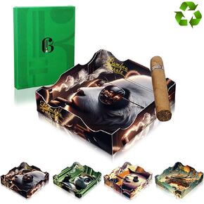 Portable Disposable Cigar Ashtray ，Foldable Design, Heat-Resistant Material ，Wide Slot Fits All Cigar Sizes ，suit for Outdoor cigar ashtray,Travel & Outdoor present for Men(6pcs&8 * 12 * 3cm)