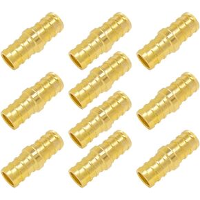 Hooshing 10PCS 1/2 Inch Straight Coupling PEX Fitting Soild Brass Barb Crimp For PEX Pipe Hose Fittings