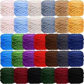 Timgle 32 Skeins Chunky Chenille Yarn for Crocheting, 1470 Yards Bulky Thick Fluffy Yarn Soft Velvet Plush Yarn for Hand Knitting Blanket Crafts Project 32 Colors