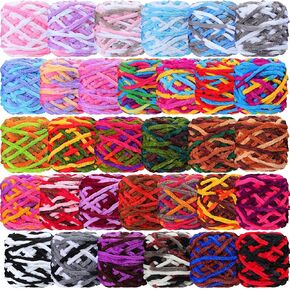 Timgle 32 skeins مكتنزة غزل الشنيل للكروشيه، 1470 ياردة ضخمة سميكة غزل رقيق مخملي ناعم غزل قطيفة لمشروع الحرف اليدوية بطانية الحياكة 32 لونًا