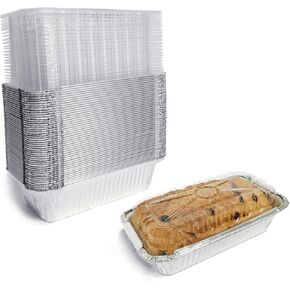 Aluminum Foil Bread Pans Disposable | 1.5lb Loaf Pans with Lids | 50 Pack | Dessert Boxes - Perfect for Baking, Storing, Takeout