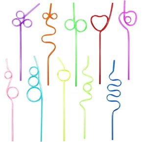 30pcs Crazy Straws, 10 Assorted Colorful Silly Straws for Kids, Reusable Silly Straws for Kids, Great for Parties and Birthday Party