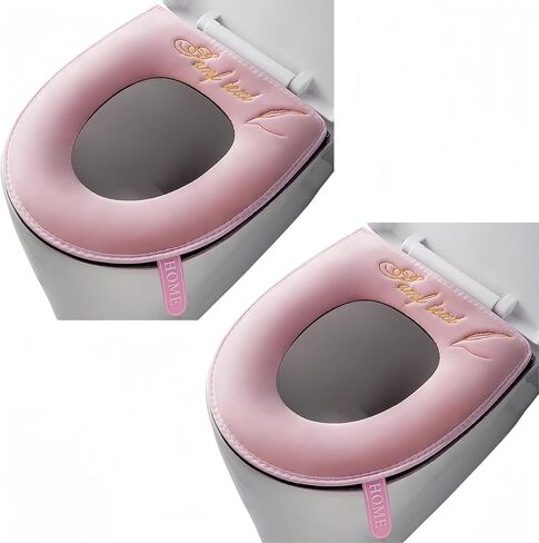 2 Pieces Thicker Bathroom Soft Toilet Seat Cover Pad with Handle Toilet Lid Cover Cushion Soft Thicker Washable Fits All Oval Toilet Seats in Saudi Arabia