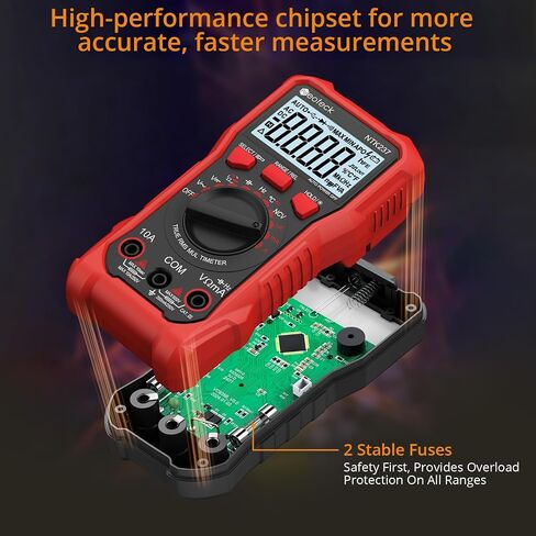 Neoteck 2000 Counts Digital Multimeter Voltmeter Tester with NCV, LCD for AC/DC Voltage&Current, Resistance, Capacitance, Live Wire, Frequency, Temperature, Duty Cycle, Continuity, Diode Measuring-Red in Saudi Arabia