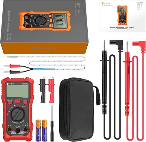 Neoteck 2000 Counts Digital Multimeter Voltmeter Tester with NCV, LCD for AC/DC Voltage&Current, Resistance, Capacitance, Live Wire, Frequency, Temperature, Duty Cycle, Continuity, Diode Measuring-Red in Saudi Arabia
