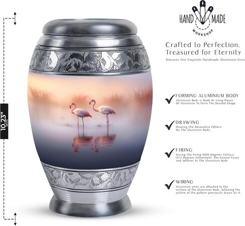 Beautiful Flamingos Lake Urn for Ashes Adult Male - an Urn for Ashes - Ashes Urn Adult - Urns for Human Ashes Adult (10inch), Natural in Saudi Arabia