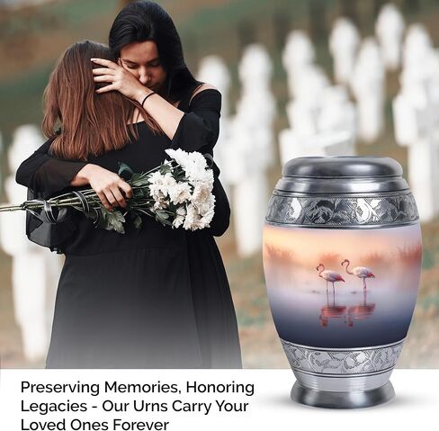 Beautiful Flamingos Lake Urn for Ashes Adult Male - an Urn for Ashes - Ashes Urn Adult - Urns for Human Ashes Adult (10inch), Natural in Saudi Arabia
