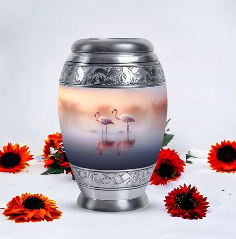Beautiful Flamingos Lake Urn for Ashes Adult Male - an Urn for Ashes - Ashes Urn Adult - Urns for Human Ashes Adult (10inch), Natural in Saudi Arabia