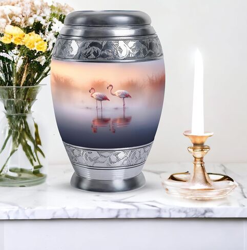 Beautiful Flamingos Lake Urn for Ashes Adult Male - an Urn for Ashes - Ashes Urn Adult - Urns for Human Ashes Adult (10inch), Natural in Saudi Arabia