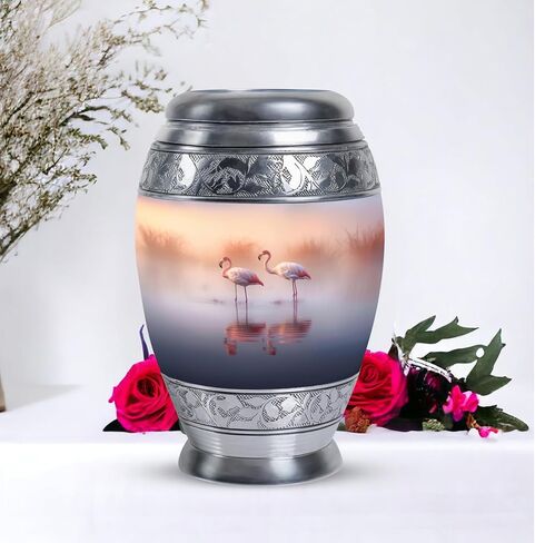 Beautiful Flamingos Lake Urn for Ashes Adult Male - an Urn for Ashes - Ashes Urn Adult - Urns for Human Ashes Adult (10inch), Natural in Saudi Arabia