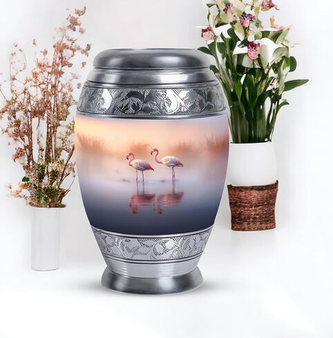 Beautiful Flamingos Lake Urn for Ashes Adult Male - an Urn for Ashes - Ashes Urn Adult - Urns for Human Ashes Adult (10inch), Natural in Saudi Arabia