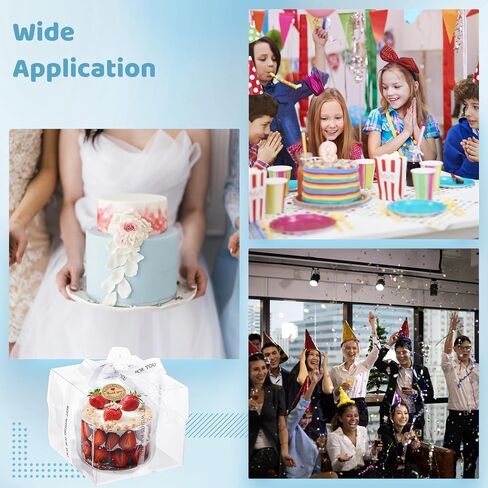 40 PCS Clear Cake Boxes 6 Inch with Handles, 6x6x5 Inches Small Bakery Boxes with Cake Boards and Ribbon, Transparent Cake Carrier Box Treat Boxes for Wedding Birthday Guest in Saudi Arabia