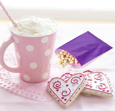 Flat Paper Treat Bag Purple Greaseproof Bakery Glassine Cookie Paper Bags 5.12 x 6.3-inch Wax Treat Bags for Cookies Candies Pastries Chocolate (100Pcs Purple) in Saudi Arabia
