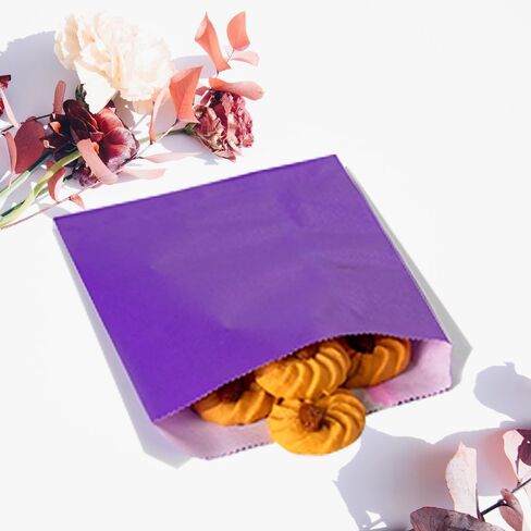 Flat Paper Treat Bag Purple Greaseproof Bakery Glassine Cookie Paper Bags 5.12 x 6.3-inch Wax Treat Bags for Cookies Candies Pastries Chocolate (100Pcs Purple) in Saudi Arabia