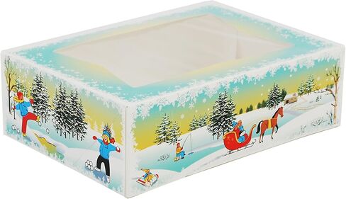 صينية Southern Champion 2494 من الورق المقوى وينتر وندرلاند، صندوق مخبز نافذة مطبوع، 8 بوصة. الطول × 5-3/4 بوصة. العرض × 2-1/2 بوصة. الارتفاع (الحالة 150) in Kuwait