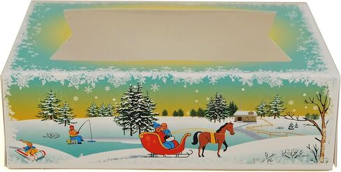 صينية Southern Champion 2494 من الورق المقوى وينتر وندرلاند، صندوق مخبز نافذة مطبوع، 8 بوصة. الطول × 5-3/4 بوصة. العرض × 2-1/2 بوصة. الارتفاع (الحالة 150) in Kuwait