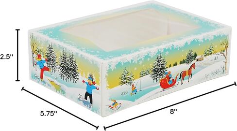 صينية Southern Champion 2494 من الورق المقوى وينتر وندرلاند، صندوق مخبز نافذة مطبوع، 8 بوصة. الطول × 5-3/4 بوصة. العرض × 2-1/2 بوصة. الارتفاع (الحالة 150) in Kuwait