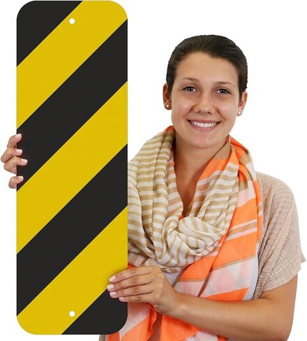 SmartSign 24 x 8 inch Object Marker Chevron Metal Sign, 80 mil Aluminum, 3M Laminated Engineer Grade Reflective Material, Black and Yellow in Saudi Arabia