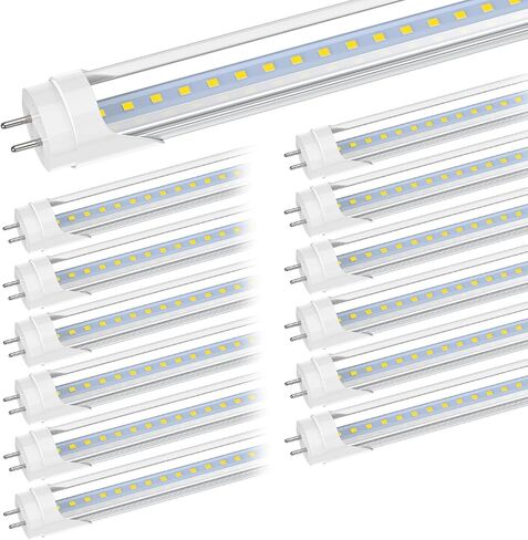 JESLED 2FT LED أنبوب ضوء، T8 T10 T12 نوع B لمبة إضاءة LED، 10W (24W يعادل)، 5000K ضوء النهار، 1120LM، 24 بوصة F20T12 استبدال الفلورسنت، إزالة الصابورة، طاقة مزدوجة الأطراف، غطاء شفاف (4 عبوات) in Kuwait