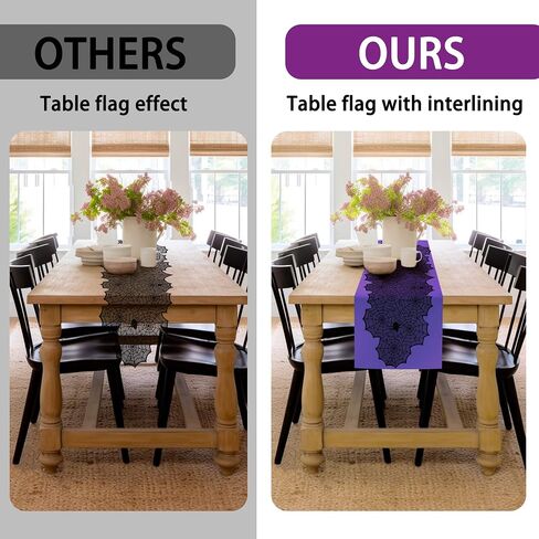 RunNico 2 PCS Halloween Spider Web Lace Table Runner, 72'' x 18'' Halloween Crawling Spider Lace-Lined Table Decoration, Black Purple Spider Web Tablerunner for Halloween Table and Home Decorations in Saudi Arabia