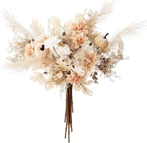 زينة عيد الشكر - قطعتان من زهور الخريف الاصطناعية، باقة زهور ديكور الخريف لباقات الزفاف، ترتيبات قطع مركزية لديكور الخريف، زهور صناعية وحفلات الزفاف وحفلات استقبال المولود الجديد وديكورات المنزل in Kuwait