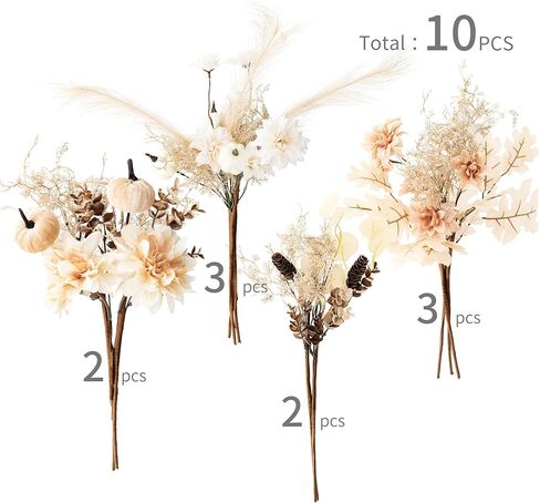 زينة عيد الشكر - قطعتان من زهور الخريف الاصطناعية، باقة زهور ديكور الخريف لباقات الزفاف، ترتيبات قطع مركزية لديكور الخريف، زهور صناعية وحفلات الزفاف وحفلات استقبال المولود الجديد وديكورات المنزل in Kuwait