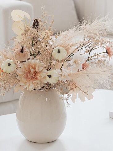 زينة عيد الشكر - قطعتان من زهور الخريف الاصطناعية، باقة زهور ديكور الخريف لباقات الزفاف، ترتيبات قطع مركزية لديكور الخريف، زهور صناعية وحفلات الزفاف وحفلات استقبال المولود الجديد وديكورات المنزل in Kuwait