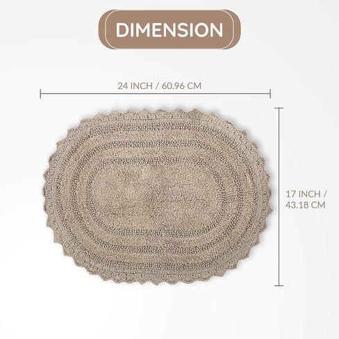 RAJRANG Cotton Bathroom Rug Pack of 2 - Oval 17x24 Inches Crochet Reversible Boho Bath Mat - Sand in Kuwait