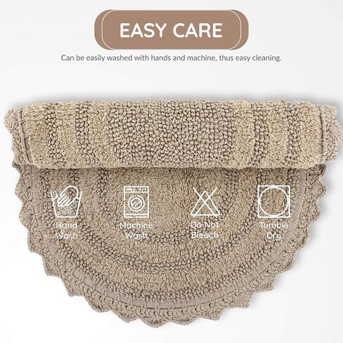 RAJRANG Cotton Bathroom Rug Pack of 2 - Oval 17x24 Inches Crochet Reversible Boho Bath Mat - Sand in Kuwait