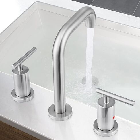 PARLOS Brushed Nickel Faucet for Bathroom Sink 3 Hole, 8 Inch Widespread Bathroom Sink Faucet, Two Handle Vanity Faucet with cUPC Supply Lines, 1.2GPM, 1437502PD in Saudi Arabia