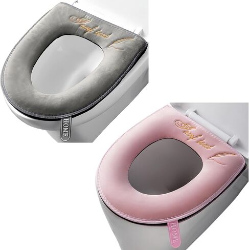 2 Pieces Thicker Bathroom Soft Toilet Seat Cover Pad with Handle Toilet Lid Cover Cushion Soft Thicker Washable Fits All Oval Toilet Seats in Saudi Arabia