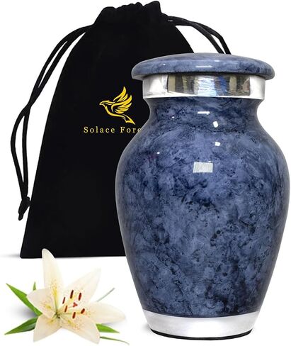 Small Marble Urn for Human Ashes - Handcrafted Mini Urn for Men & Women - Small Keepsake Urn for Ashes - Honor Your Loved One with Cremation Small Urn for Male & Female (Gray, Small) in Saudi Arabia