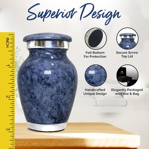 Small Marble Urn for Human Ashes - Handcrafted Mini Urn for Men & Women - Small Keepsake Urn for Ashes - Honor Your Loved One with Cremation Small Urn for Male & Female (Gray, Small) in Saudi Arabia