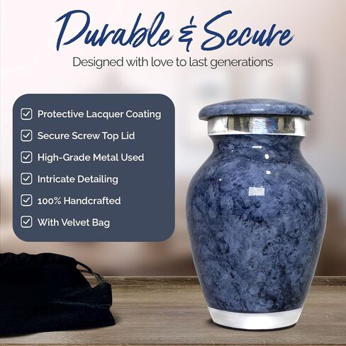 Small Marble Urn for Human Ashes - Handcrafted Mini Urn for Men & Women - Small Keepsake Urn for Ashes - Honor Your Loved One with Cremation Small Urn for Male & Female (Gray, Small) in Saudi Arabia