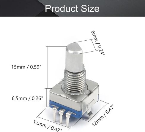 Fielect 360 Degree Rotary Encoder Code Switch Digital Potentiometer EC11 7 Pins 15mm Shaft Height 2Pcs in Saudi Arabia