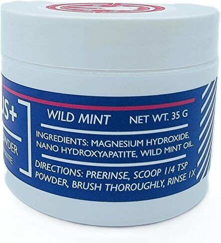 MagPlus+ Premium Toothpowder, Mint, 35 g, Magnesium and Hydroxyapatite, Acid Protection, Remineralize Enamel, Relieve Sensitivity, & Whiten Teeth, Antiplaque, Made in USA (35 g, Wild Mint) in Saudi Arabia