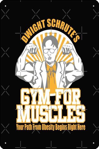 Dwight Schrute's Gym for Muscles طباعة علامة معدنية ديكور - 8 × 12 بوصة بار حانة جراج رجل كهف جدار الفن in Saudi Arabia