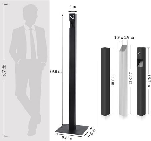 outdoor ashtray 40" Black Free Standing cigarette butt disposal outdoor for Commercial Offices, Restaurants, Bars,Convenience Stores,ashtray for outside patio (Brushed - Round) in Saudi Arabia