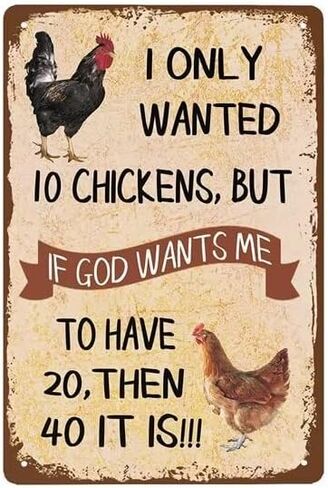 I Only Want Chickens - 8"X12" Chicken Decor Sign - Chicken Yard Decor - Chicken Toys - Chicken Coop Accessories - Chicken Gifts for Chicken Lovers - Chicken Coop Decor Aluminium for Indoor/Outdoor in Saudi Arabia