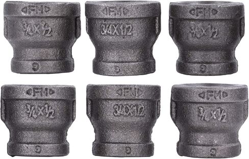 Reducing Coupling 1 in. x 3/4 in. PIPE DECOR Black Malleable Iron for DIY Vintage Industrial Pipe Furniture Building and Regular Plumbing Applications, 4 Pack in Kuwait