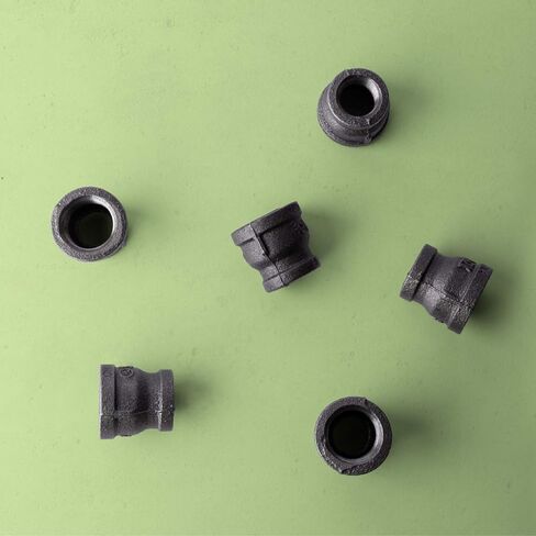 Reducing Coupling 1 in. x 3/4 in. PIPE DECOR Black Malleable Iron for DIY Vintage Industrial Pipe Furniture Building and Regular Plumbing Applications, 4 Pack in Kuwait