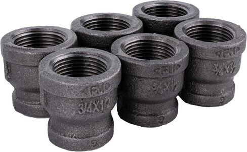 Reducing Coupling 1 in. x 3/4 in. PIPE DECOR Black Malleable Iron for DIY Vintage Industrial Pipe Furniture Building and Regular Plumbing Applications, 4 Pack in Kuwait