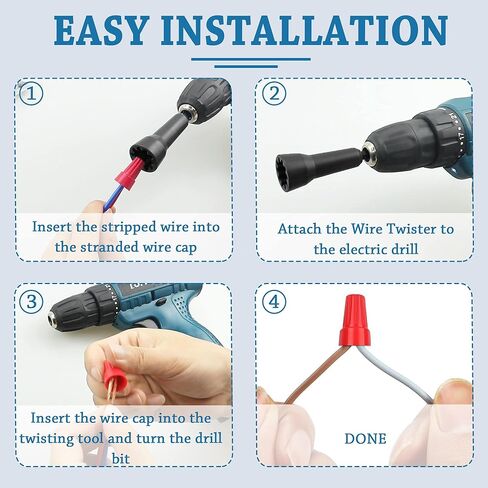 Wire Twisting Tool, Wire Spin Twister Nut, Spin Twist Wire Connector, Wire Twisting Spinner, Wire Spin Driver Nut, Wire Twister Tool for Drill and Wire Connector Driver with 1/4" Chuck in Kuwait