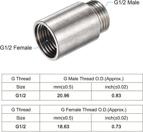 MECCANIXITY Stainless Steel Extension Pipe Fitting 30mm G1/2 Female to G1/2 Male Thread Reducer Coupling Adapter Connector Pack of 3 in Saudi Arabia
