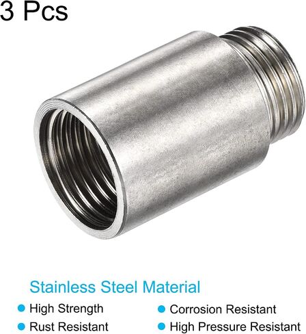 MECCANIXITY Stainless Steel Extension Pipe Fitting 30mm G1/2 Female to G1/2 Male Thread Reducer Coupling Adapter Connector Pack of 3 in Saudi Arabia