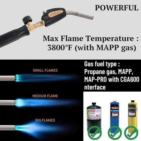 CAMPINGMOON رأس شعلة البروبان مع خرطوم 4.6Ft وخطاف MAPP MAP Gas CGA600 واجهة لهب قابلة للتعديل لحام لحام الإضاءة الطبخ MT-5110 in Saudi Arabia